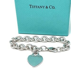 Authentic Tiffany & Co Heart Tag Charm Sterling Silver 925 Brace…